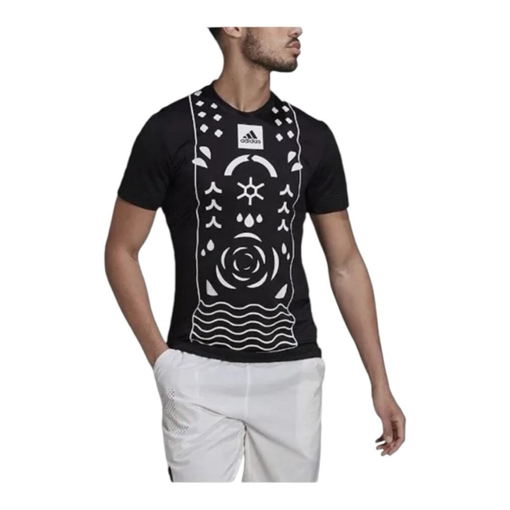 Adidas Paris Freelift Heat.Rdy Tennis Athletic Tee Shirt Black